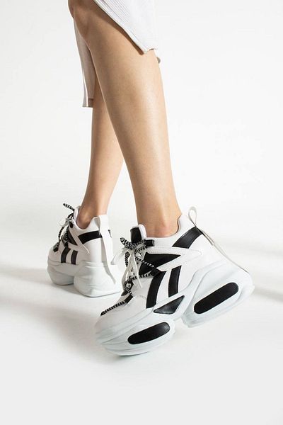Bymoda Nou sezon alb negru pantofi sport cu toc ascuns cu pană Înălțime totală 10 cm