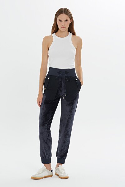GİZİA Koyu Mavi Kadife Jogger Pantolon