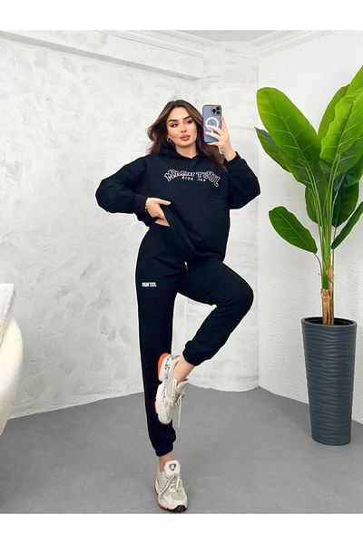 Koza Butik Set trening pentru femei cu mânecă lungă cu glugă - 3684-23