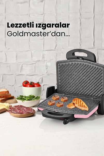 GOLDMASTER Dilim 5 Kademeli Sedef Pembe Izgara Tost Makinesi BY-4405L