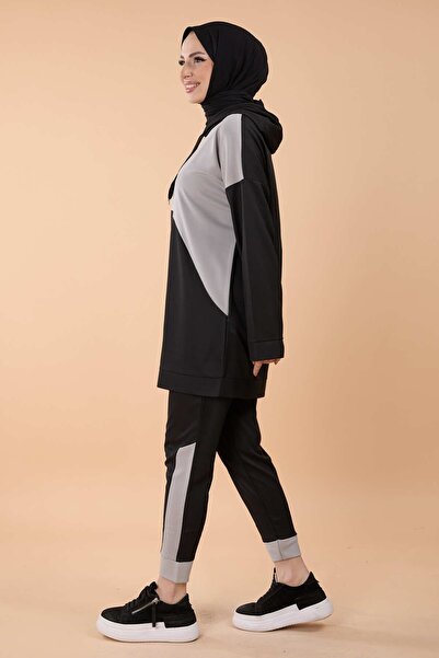 TOFİSA Střední dámské šedé tunikové kalhoty – rovné 11022