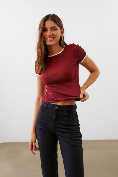 urban focus Sıfır Yaka Kombinli  T-Shirt