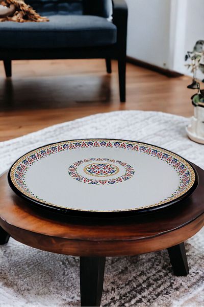 İnci Emaye No 60 Enamel Tray Tableware, Food Presentation Tray, Floor Table Zinc ~58 cm