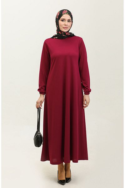 sefamerve Plum Sleeve Elastic Dress - 0650-03