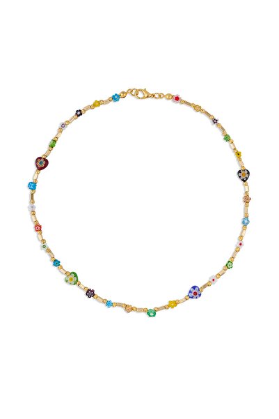 Soul of Anatolia Mini Cam Papatya Dikdörtgen Boncuk Dizi Kolye