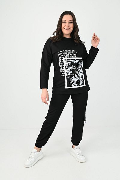 Koza Butik Γυναικείο σετ φόρμας 8075-25 με τυπωμένο φορτηγό με τσέπη μεγάλου μεγέθους