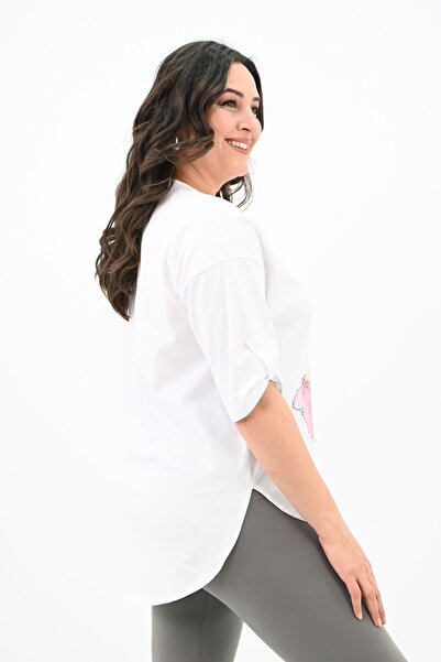 Koza Butik Γυναικείο μπλουζάκι Oversize Plus Size - Off Shoulder 1773-1-24