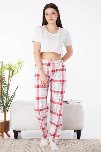 TOFİSA Red Plain Medium Women's Pajama Bottoms - 25330