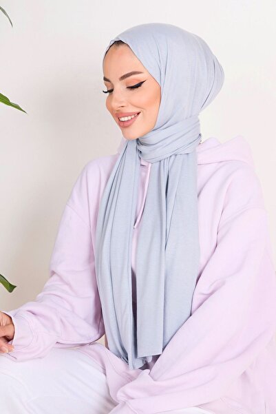 TOFİSA Šedá dámská šála z česané bavlny – obyčejný střední model – 23353