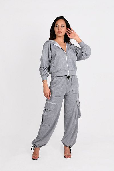 Koza Butik Γυναικεία αθλητική φόρμα Cargo Pocket Hooded Set 3916-24