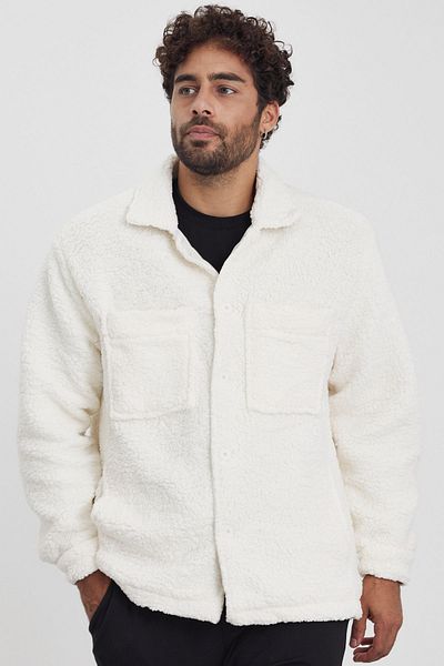 MADZEYMODA Мъжко зимно поларено яке - с подплата, закопчаване, екрю плюш Mz86059