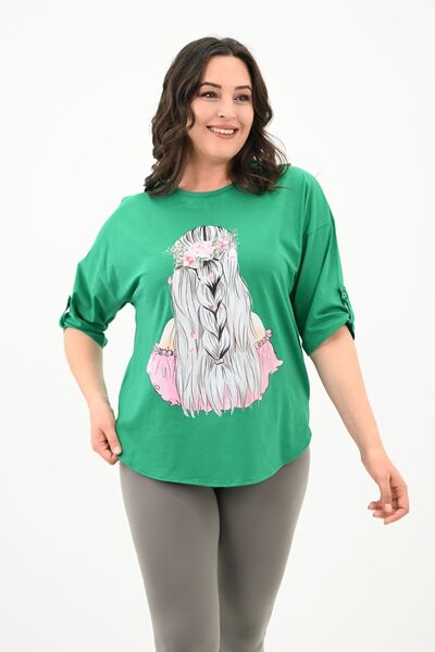 Koza Butik Γυναικείο μπλουζάκι Oversize Plus Size - Off Shoulder 1773-1-24