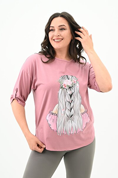 Koza Butik Γυναικείο μπλουζάκι Oversize Plus Size - Off Shoulder 1773-1-24