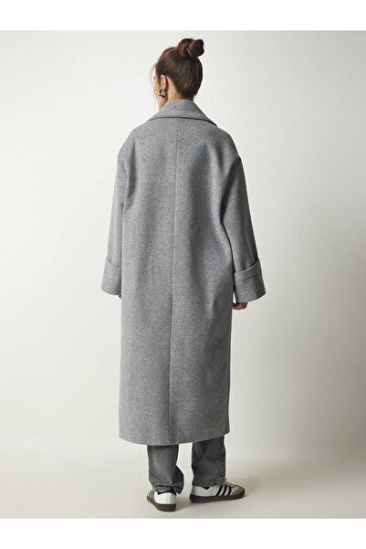 My Blog Šedý dlouhý kabát Elsa Oversize Pocket-54424