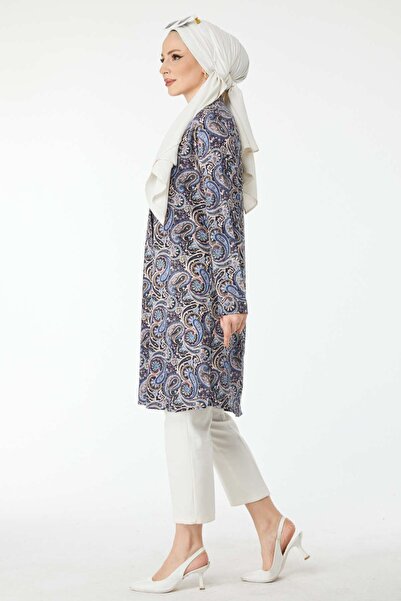 TOFİSA 24504-SAKS Patterned Tunic