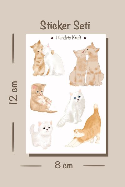 Handeto Kraft مجموعة ملصقات قطة مقاس 8 × 12 سم - لمجلة رصاصة، وكالة، وبوجو، وكتاب قصاصات، وكولاج، وملصق