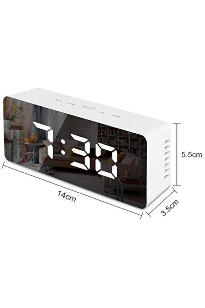 Gplus W561 Dijital Led Termometreli Aynalı Alarmlı Masa Saati Beyaz