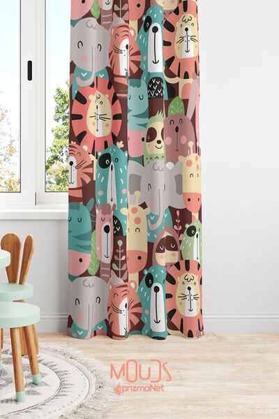 Moud's Кольорові тварини з малюнком для дитячої та дитячої кімнати Фон завіса...