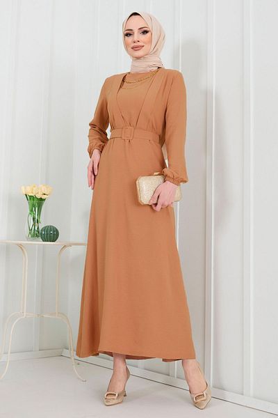 TOFİSA Φόρεμα 11631-TABA