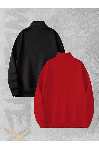 WEARTEX 3 Thread Half Zipper Set of 2 Sweatshirts