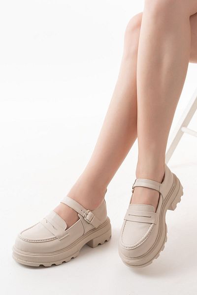 MarjinalTrendim Mengü 745-771 Beige Suede Women's Casual High-Top Loafers