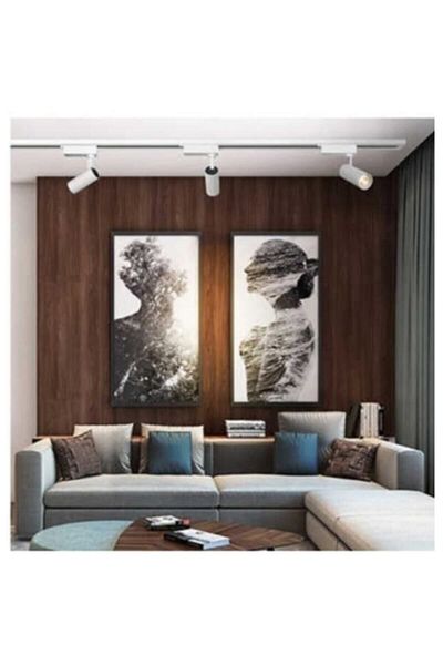 Led Pasajı White Case and 4000k Light 6 Pieces 360 Degree Rotating LED Rail Spot Lamp 2 Pieces 1 Meter Rail Luminaire
