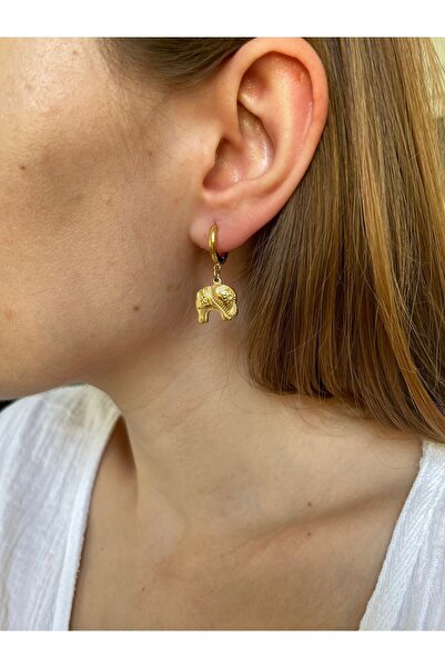 Hora Fil Detaylı Tasarım Ürünü Gold Çelik Küpe