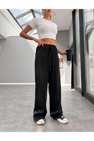 ESRAHELVACI Loose Cut Jacquard Elastic Waist Trousers