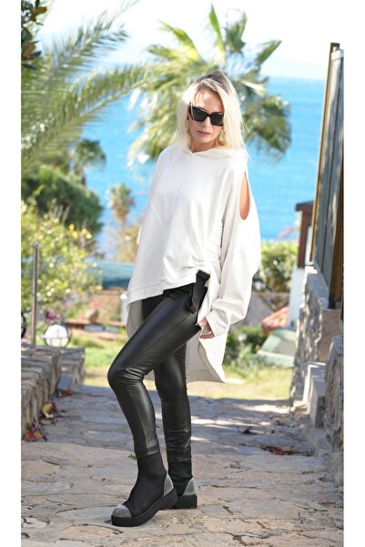 RE DESIGN Asimetrik Büzgülü Sweatshirt