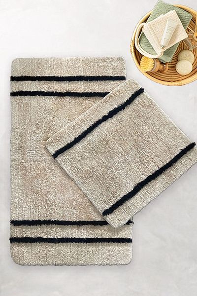 Chilai Home Recho Cotton Stone Σετ 2 - 60x100 cm και 50x60 cm Βαμβακερό χαλί μπάνιου