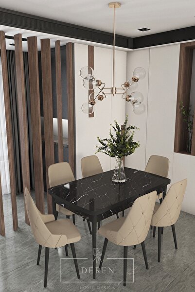 Prestige Series Kitchen And Living Room Table Set 6 Pieces Cappuccino Chairs