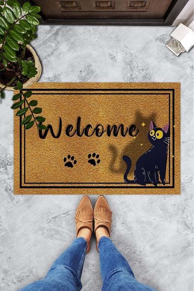 Chilai Home Confus Chat Inside and Outside PVC Door Mat, Patterned Mat