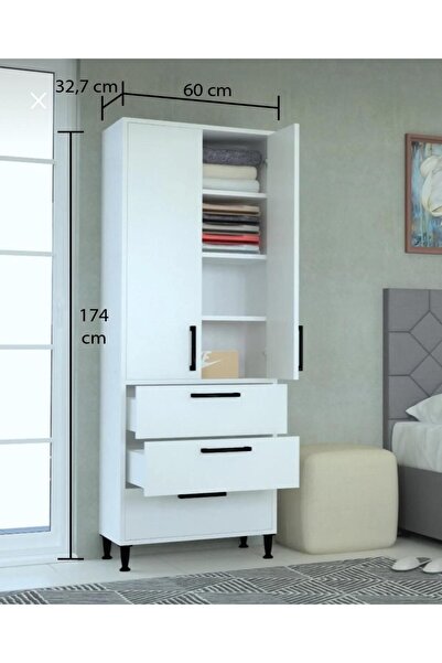 DUOF 60 X 174 cm KİLER- ERZAK DOLABI - MDF BEYAZ 1. SINIF % 100 MDF