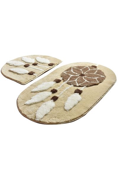 Chilai Home Dream Brown Σετ 2 τεμαχίων - Πλένεται χαλί μπάνιου και αντιολισθητικό ακρυλικό