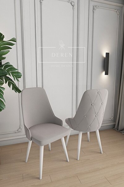DEREN HOME Vanessa Serisi 4 Adet Açık Gri Mutfak Ve Salon Sandalyesi