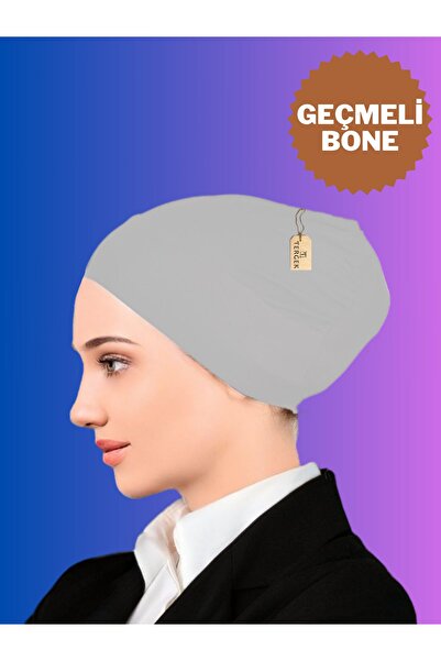 Tergek Gray Cotton Combed Women's Hijab Headscarf - Snap, Seamless and Lycra Scarf Turban Inner Cap