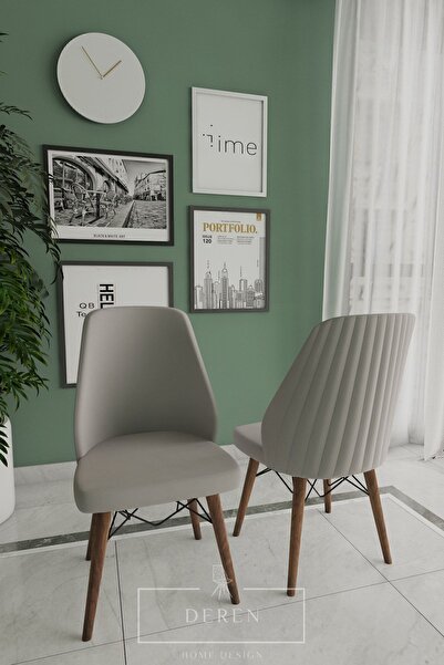 DEREN HOME Mabel Serisi 4 Adet Açık Gri Mutfak Ve Salon Sandalyesi