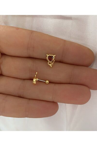Arescollection surgical steel heart tragus helix cartilage conch lobe compatible piercing earrings