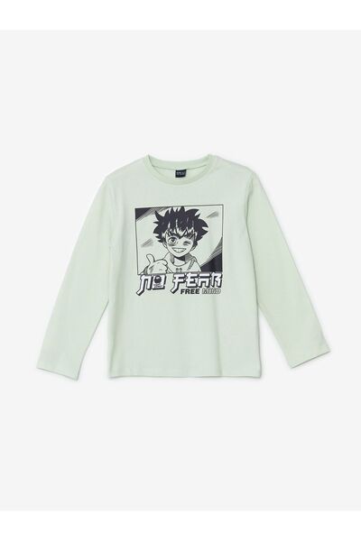 LC Waikiki Boy - Crew Neck and Printed Long Sleeve T-Shirt