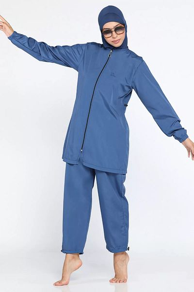 julude Navy Blue 3-pack Hidžáb μαγιό - Πλήρως καλυμμένο τουνίκ, παντελόνι και ύφασμα αλεξίπτωτου