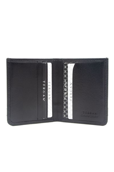 Tergan Leather Unisex Credit Card Holder Black - 1663B06