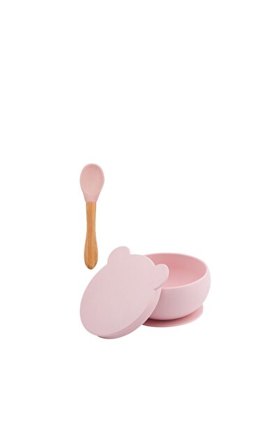 OiOi Kapaklı Kase Pinky Pink & Mama Kaşığı