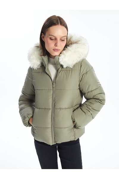 LC Waikiki Dámský kabát s kapucí Puffer