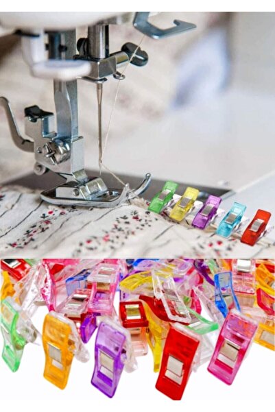 KORANT Dikiş Nakış Plastik Klips Tutucu Mandal (RENKLİ 10 ADET)