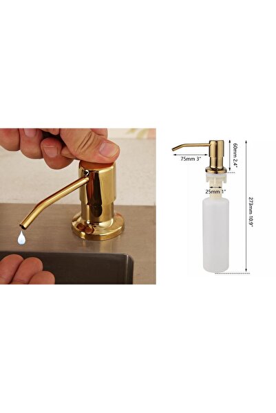 OEM Ankastre Sıvı Sabunluk GOLD Mutfak Eviye Ve Banyo Lavabo Uyumlu Ithal 7 Yıl Garantili 500ml