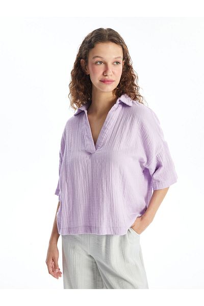 LC Waikiki Oversize Women's Blouse - Polo Neck, Straight Cut