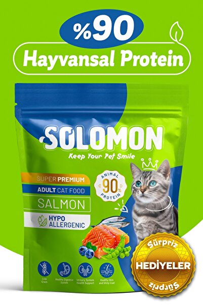 Solomon Yetişkin Somon'lu Süper Premium Kedi Maması 1,5 Kg - Hipoalerjenik - ...