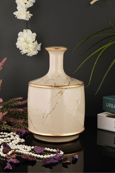 ANGDESİGN Angdesign Beige Ceramic Datça Vase