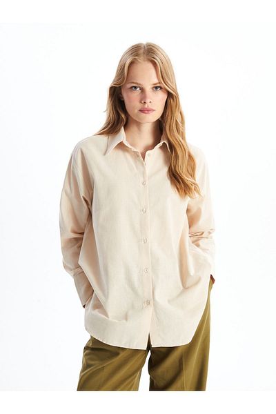 LC Waikiki Langärmliges, gerades Damen-Oversize-Shirt