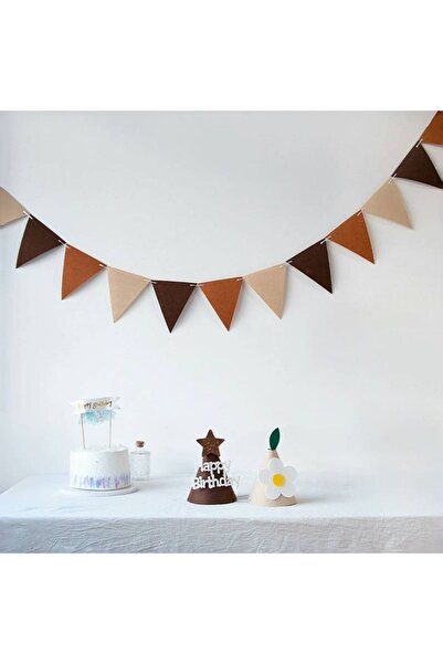 Partifabrik Kahve Tonlar 12 Parçalı Üçgen Dekoratif Duvar Süsü